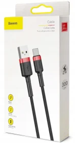 Baseus Cafule Cable Nylon USB/USB-C Cable QC3.0 2A 3M Black And Red - Image 4