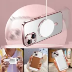 Case for iPhone 15 to MagSafe case GOLD ROSE camera protection + 2.5D glass - Image 7