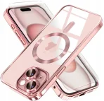 Case for iPhone 15 to MagSafe case GOLD ROSE camera protection + 2.5D glass