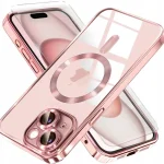Case for iPhone 15 to MagSafe case GOLD ROSE camera protection + 2.5D glass