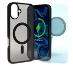 Case for iPhone 16 (For Magsafe, Magnetic, Matte, Black, Durable) + Glass