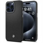 Magnetic Spigen Case for iPhone 15 Pro Max, Aramid, Carbon, Matte Black - Image 2