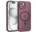 Case for iPhone 15 for MagSafe REINFORCED 360° BURGUNDY MAT + Glass for screen