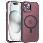 Case for iPhone 15 for MagSafe REINFORCED 360° BURGUNDY MAT + Glass for screen